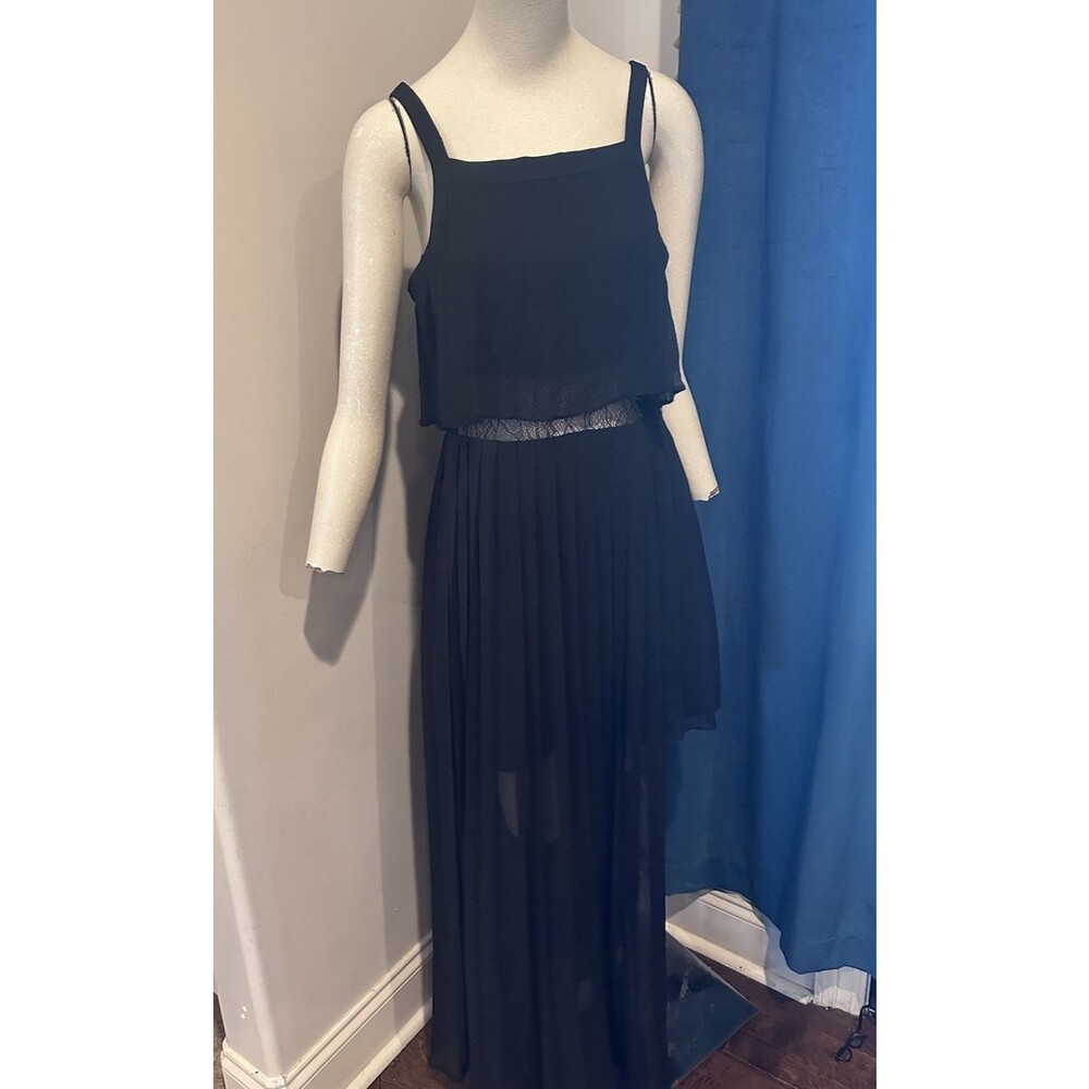 BCBG Generation High Split Pleated Skirt And Top Maxi Dress Black Size 6